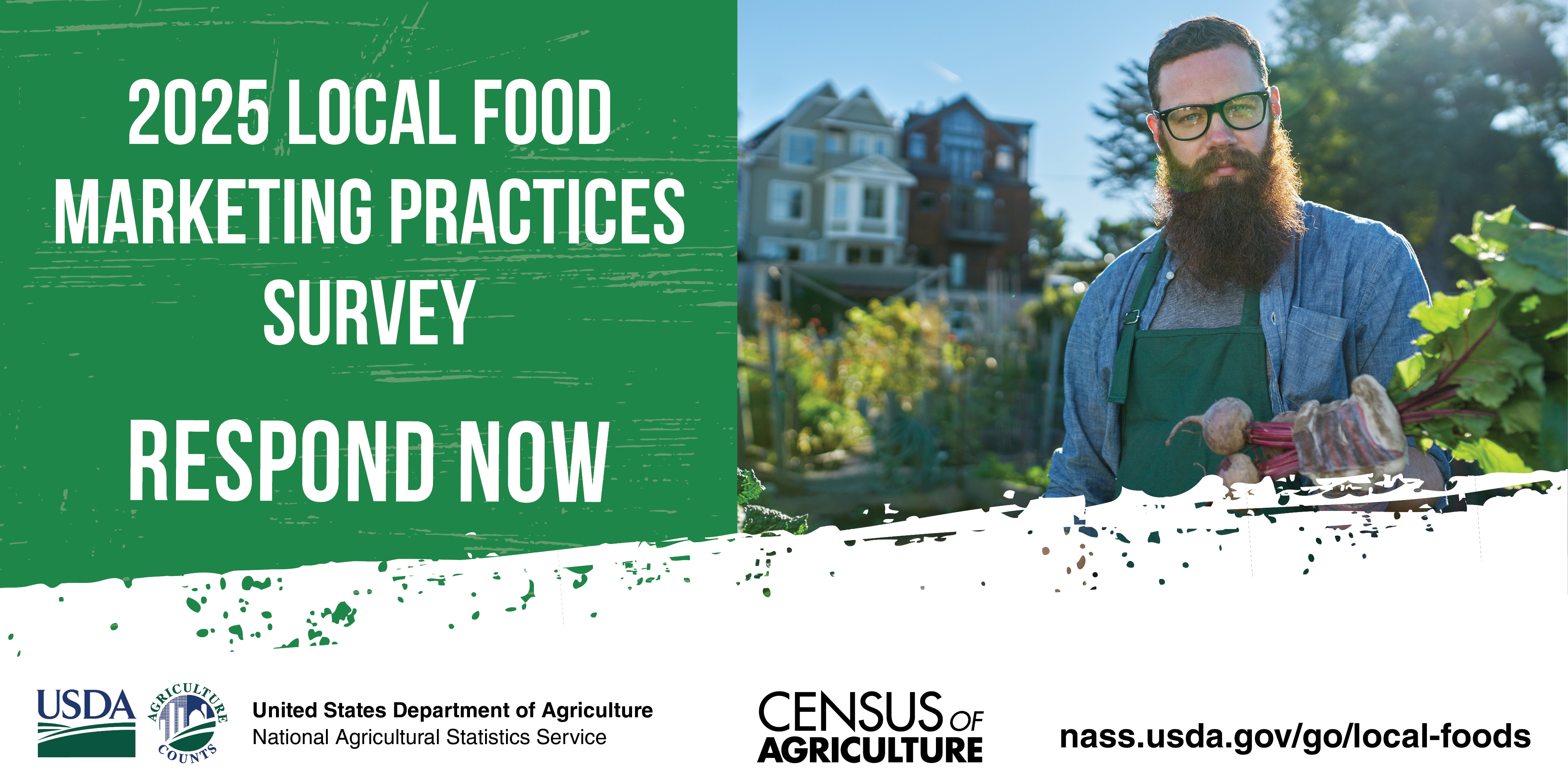 Graphic of someone planting with text that says 2025 Organic Survey Respond Now